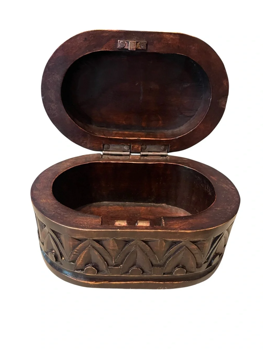 Vintage Intricate Hand Crafted Wood Jewelry Trinket Box